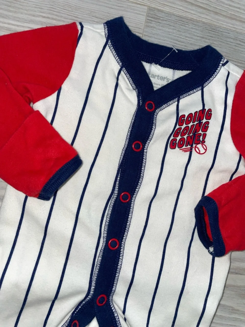 Carter’s Newborn Baby Boy Baseball Footed Sleeper Red White Blue